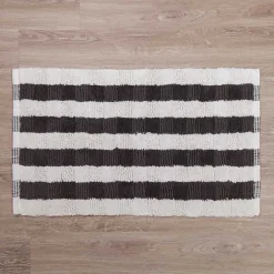Kirklands Home Gray and White Striped Bathroom Rug
