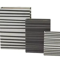 Online Kirklands Home Gray and White Striped Book Boxes, Set of 3