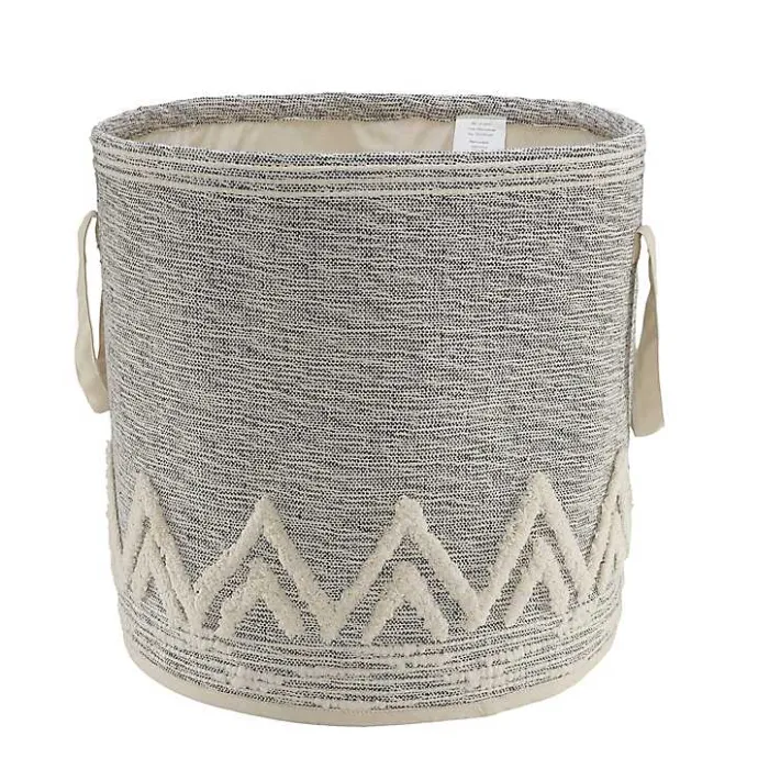 Outlet Kirklands Home Gray and White Tuft Peaks Storage Basket