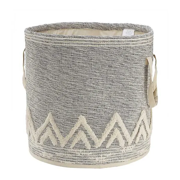 Outlet Kirklands Home Gray and White Tuft Peaks Storage Basket