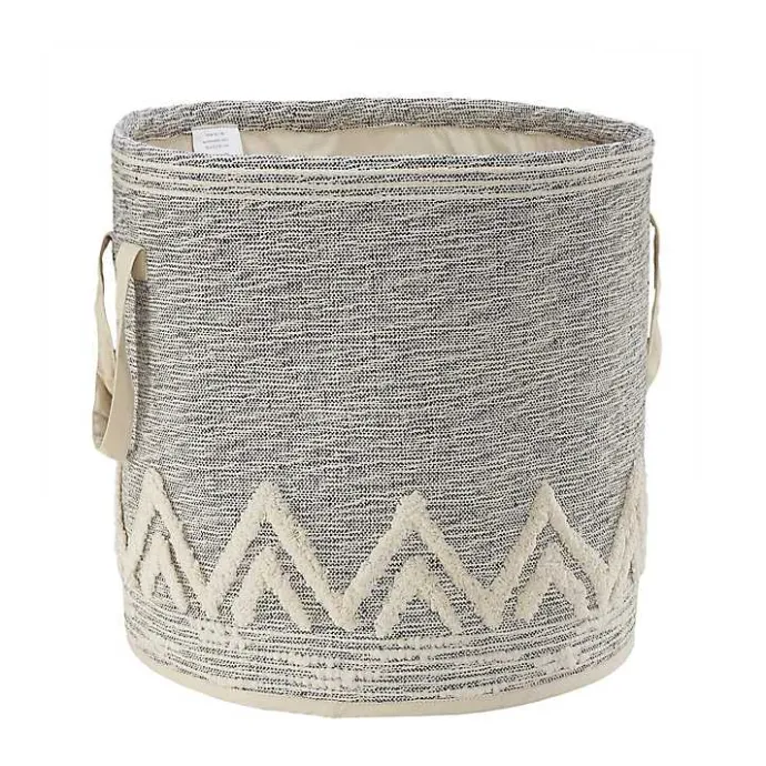 Outlet Kirklands Home Gray and White Tuft Peaks Storage Basket