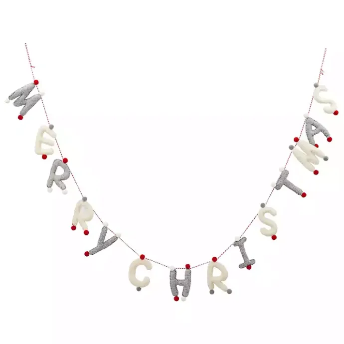 Sale Kirklands Home Gray and White Wool Merry Christmas Banner