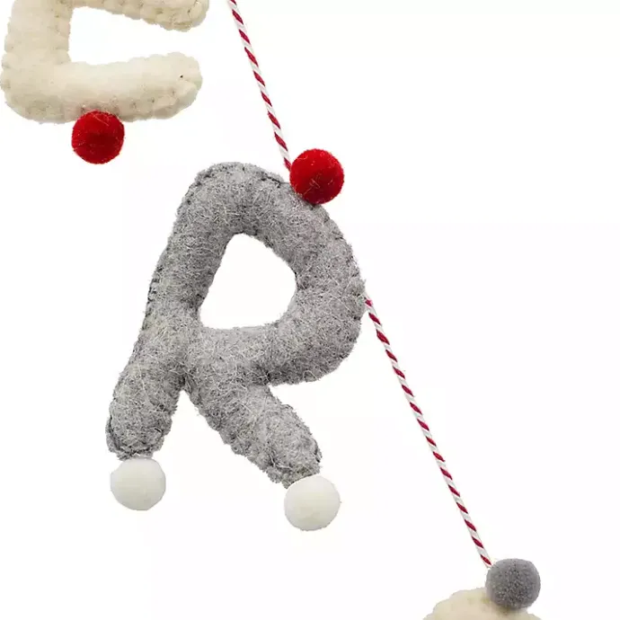 Sale Kirklands Home Gray and White Wool Merry Christmas Banner