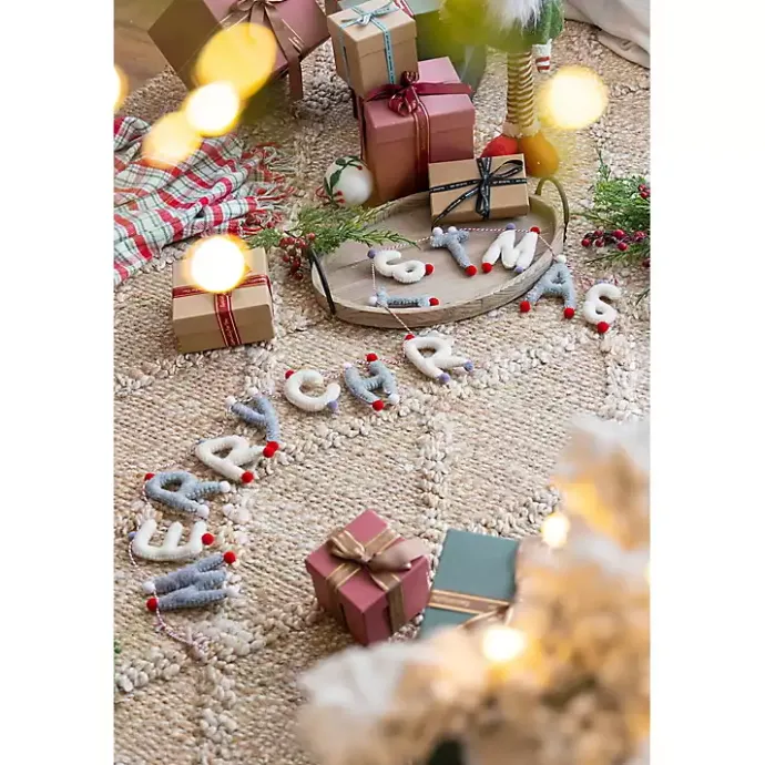 Sale Kirklands Home Gray and White Wool Merry Christmas Banner