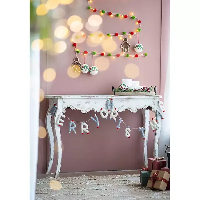 Sale Kirklands Home Gray and White Wool Merry Christmas Banner