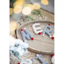 Sale Kirklands Home Gray and White Wool Merry Christmas Banner