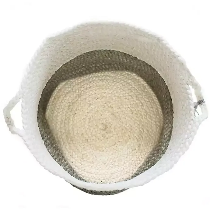 Outlet Kirklands Home Gray and White Woven Basket with Tassel, 17 in.