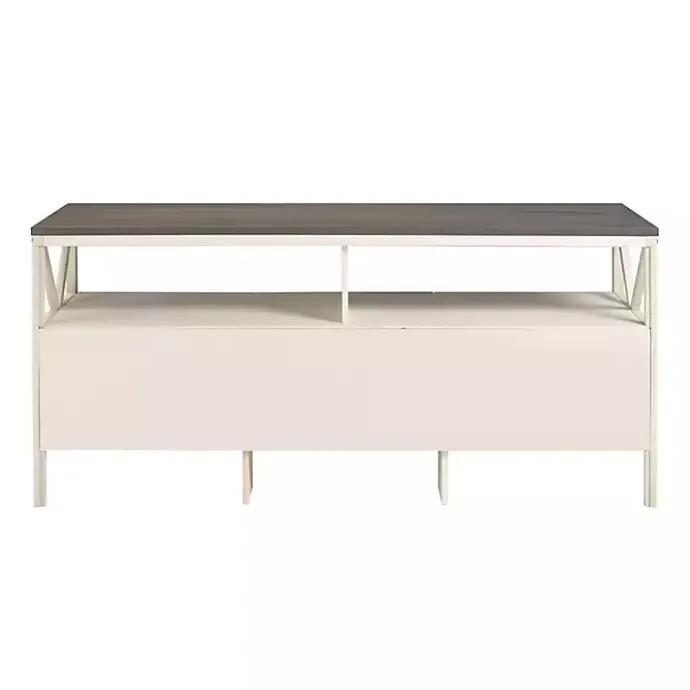 Discount Kirklands Home Gray and Whitewashed Wood 3-Drawer Media Cabinet