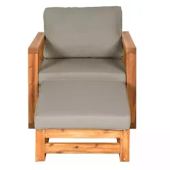 Discount Kirklands Home Gray and Wood 2-pc. Outdoor Chair and Ottoman Set