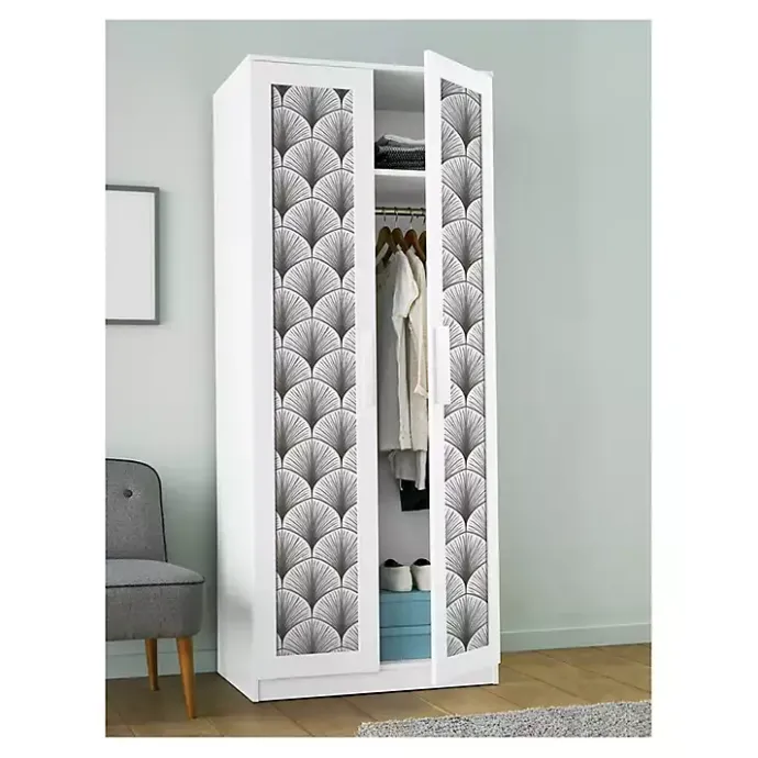 Outlet Kirklands Home Gray Art Deco Fans Peel & Stick Wallpaper