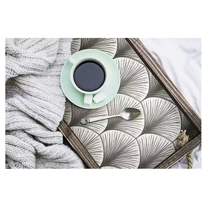 Outlet Kirklands Home Gray Art Deco Fans Peel & Stick Wallpaper