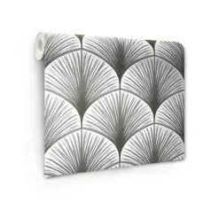 Outlet Kirklands Home Gray Art Deco Fans Peel & Stick Wallpaper