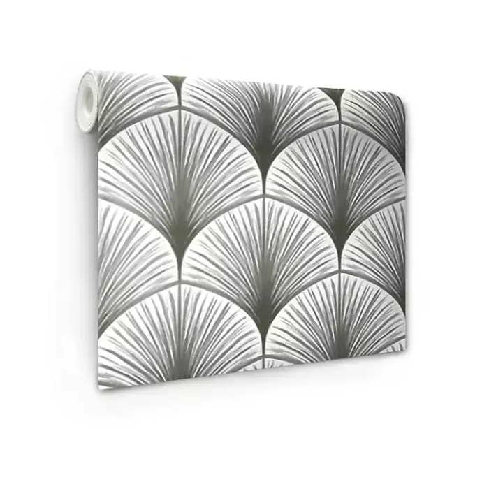 Outlet Kirklands Home Gray Art Deco Fans Peel & Stick Wallpaper