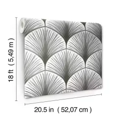 Outlet Kirklands Home Gray Art Deco Fans Peel & Stick Wallpaper