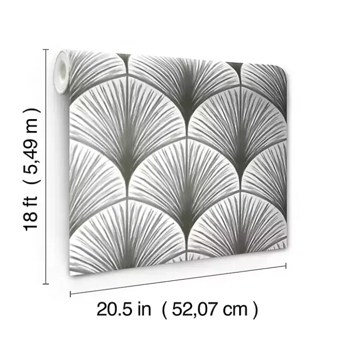 Outlet Kirklands Home Gray Art Deco Fans Peel & Stick Wallpaper