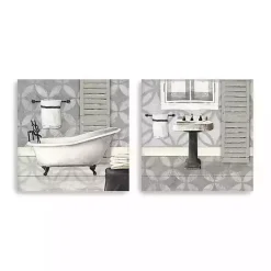 Online Kirklands Home Gray Bath and Sink Canvas Art Prints, Set of 2