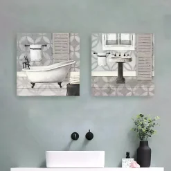 Online Kirklands Home Gray Bath and Sink Canvas Art Prints, Set of 2