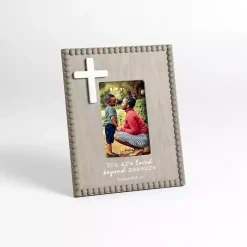 New Kirklands Home Beaded Cross Picture Frame Gray