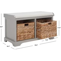 Best Kirklands Home Bench with Woven Storage Baskets Gray