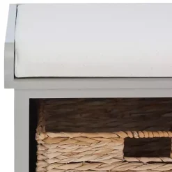 Best Kirklands Home Bench with Woven Storage Baskets Gray