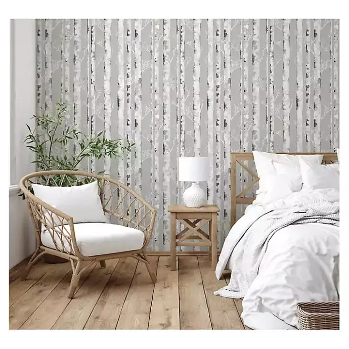 Clearance Kirklands Home Birch Peel & Stick Wallpaper Gray