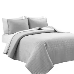 Clearance Kirklands Home Box Stitch Cotton Full/Queen 3-pc. Quilt Set Gray