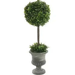 Best Kirklands Home Gray Boxwood Pedestal Urn Topiary, 2 ft.