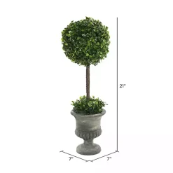 Best Kirklands Home Gray Boxwood Pedestal Urn Topiary, 2 ft.