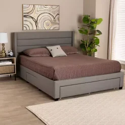 Outlet Kirklands Home Braylon Upholstered 3-Drawer Full Bed Gray