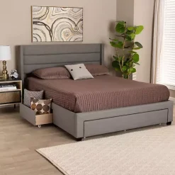 Outlet Kirklands Home Braylon Upholstered 3-Drawer Full Bed Gray