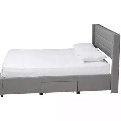 Outlet Kirklands Home Braylon Upholstered 3-Drawer Queen Bed Gray