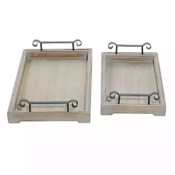 Discount Kirklands Home Brushed Distressed 2-pc. Decorative Tray Set Gray