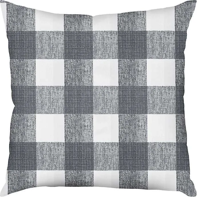 Clearance Kirklands Home Gray Buffalo Check Outdoor Pillow, 22 in.