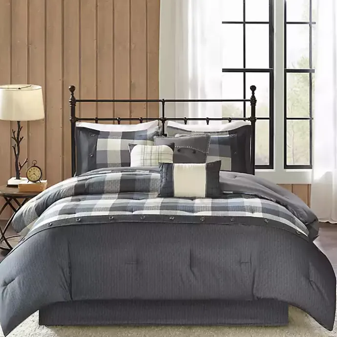 Sale Kirklands Home Gray Buffalo Herringbone Queen 7-pc. Comforter Set