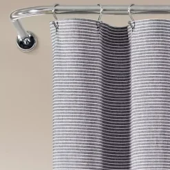Best Kirklands Home Button and Stripe Shower Curtain Gray