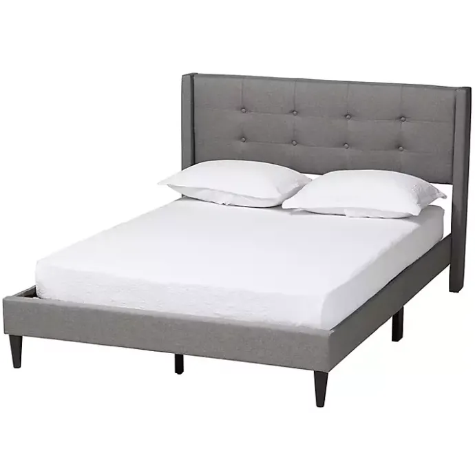 Hot Kirklands Home Button Tufted Headboard Full Platform Bed Gray