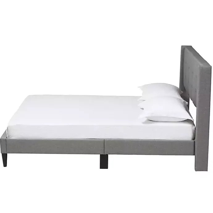 Hot Kirklands Home Button Tufted Headboard Full Platform Bed Gray