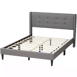 Hot Kirklands Home Button Tufted Headboard Full Platform Bed Gray