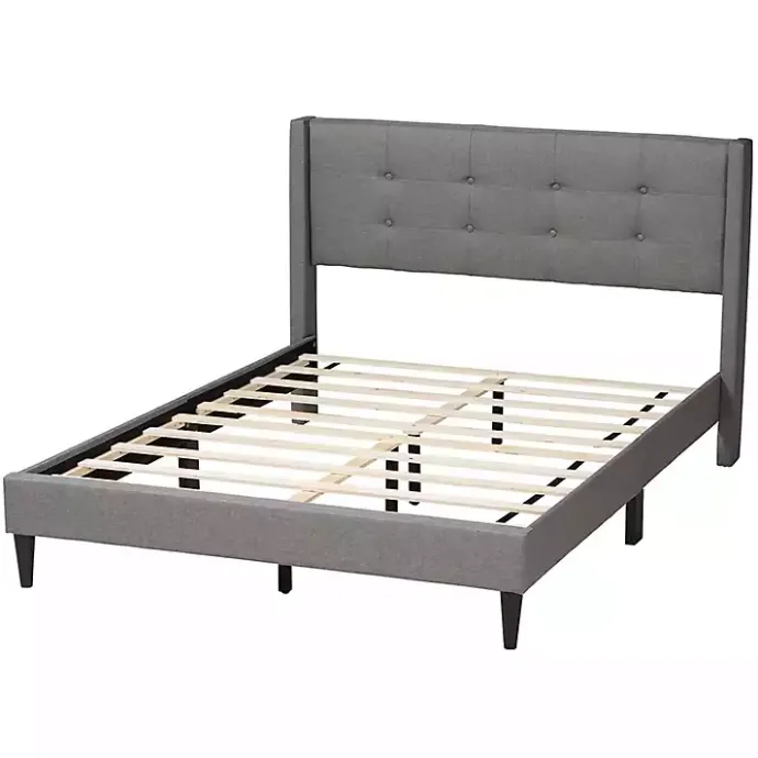Hot Kirklands Home Button Tufted Headboard Full Platform Bed Gray