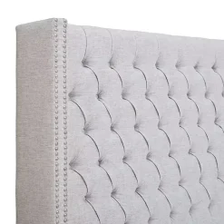 Sale Kirklands Home Button Tufted Nailhead Trim Queen Headboard Gray