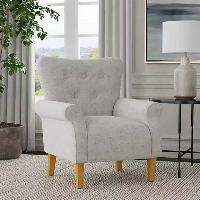 Discount Kirklands Home Button-Tufted Rolled Arm Accent Chair Gray