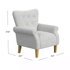 Discount Kirklands Home Button-Tufted Rolled Arm Accent Chair Gray