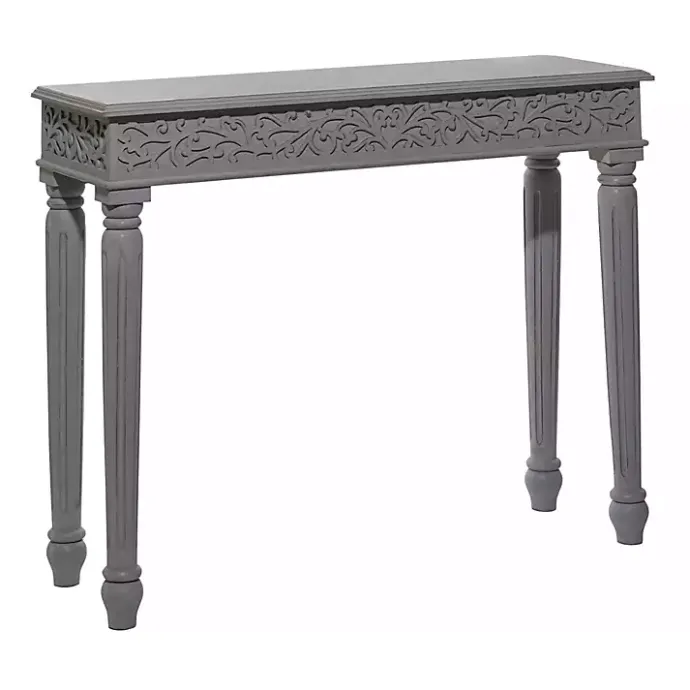 Sale Kirklands Home Carved Wood Console Table Gray