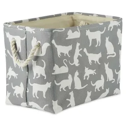 Kirklands Home Cats Meow Rectangular Storage Bin, 14 in. Gray