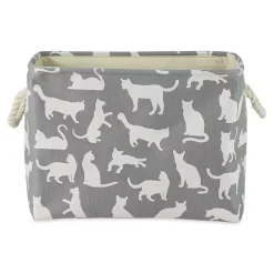 Kirklands Home Cats Meow Rectangular Storage Bin, 14 in. Gray