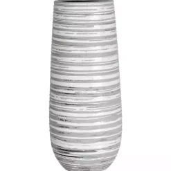 Outlet Kirklands Home Ceramic Striped Vase Gray