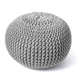 Sale Kirklands Home Chain Knitted Round Pouf Gray