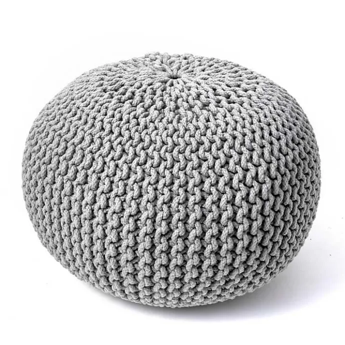 Sale Kirklands Home Chain Knitted Round Pouf Gray