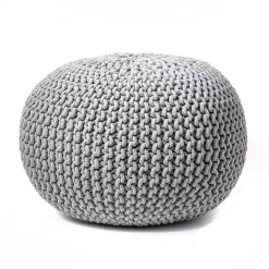 Sale Kirklands Home Chain Knitted Round Pouf Gray