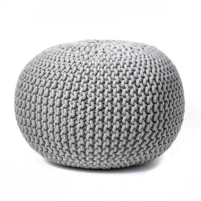 Sale Kirklands Home Chain Knitted Round Pouf Gray